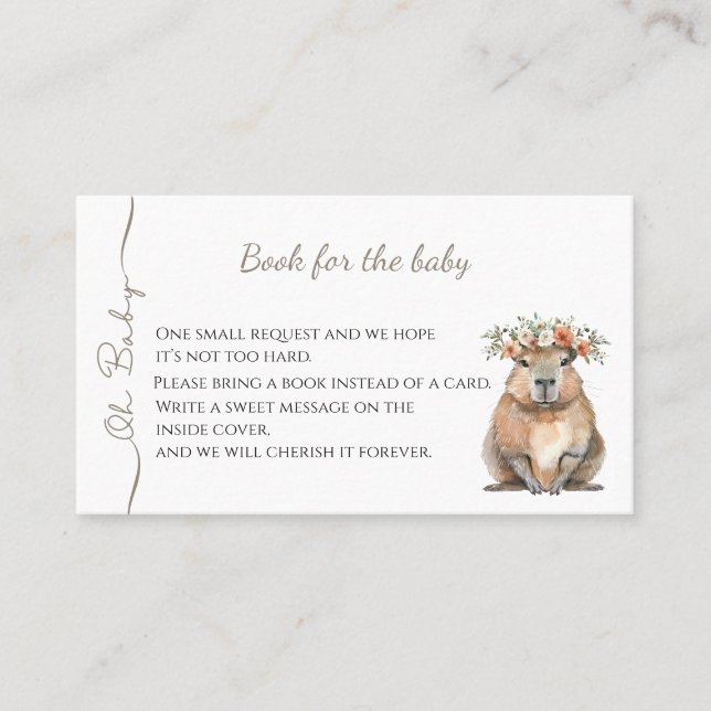 Capybara Baby Shower • Book for Baby Visitenkarte (Vorderseite)
