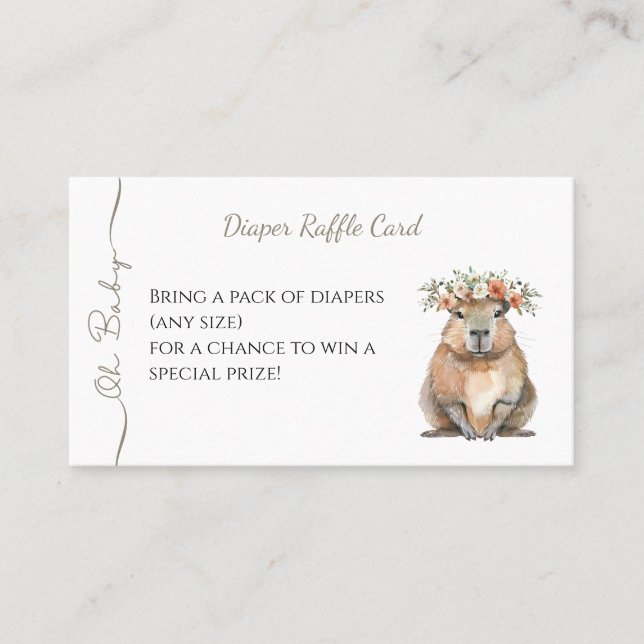 Capybara Baby Shower • Diaper Raffle Card Visitenkarte (Vorderseite)