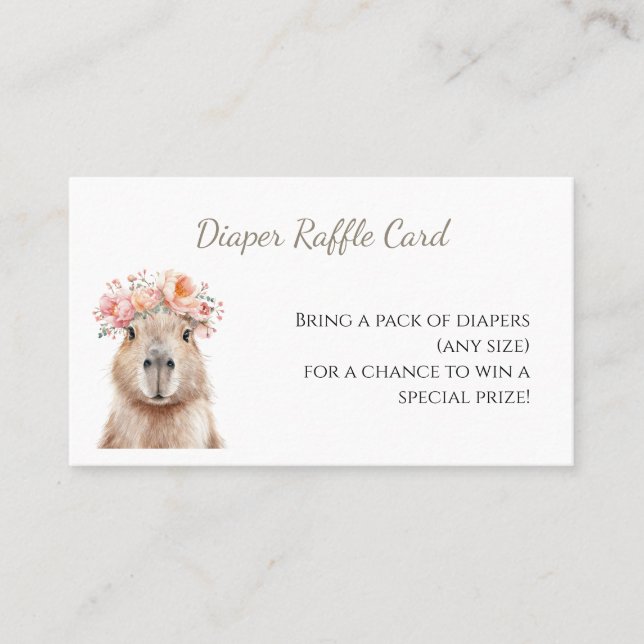 Capybara Baby Shower • Diaper Raffle Card Visitenkarte (Vorderseite)