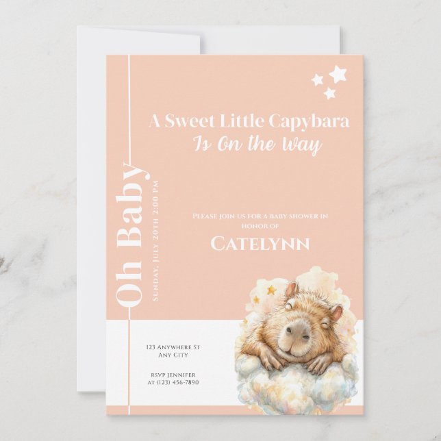 Capybara Baby Shower Invitation • Oh Baby Save The Date (Vorderseite)