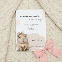 Capybara Baby Shower • Pink Bow Theme Einladung