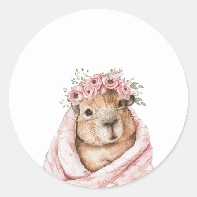 Capybara Baby Shower • Wildflower Sticker (Vorderseite)