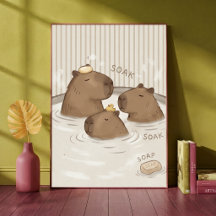Capybara-Badezeit Süßes Tier Wandkunst