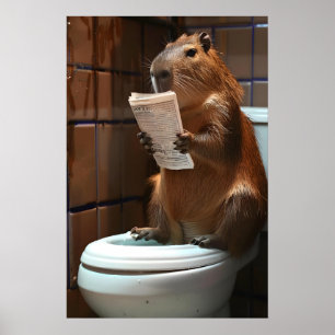 Capybara-Badezimmer-Druck, Lustige Tier-Wandkunst Poster