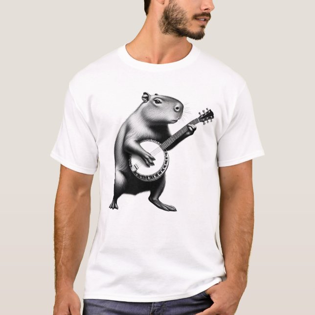 Capybara Banjo Banjoist Banjo Player T-Shirt (Vorderseite)