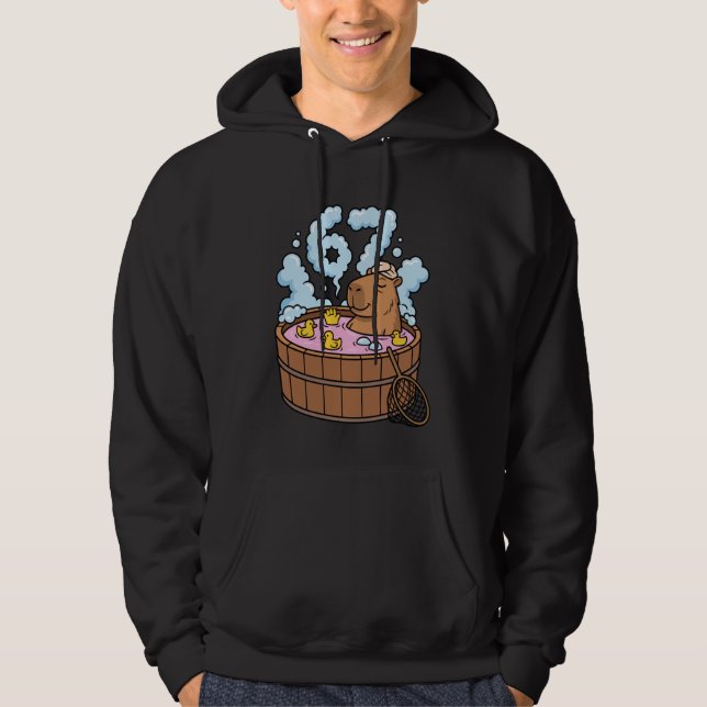 Capybara Bath Tub 67 Relaxed Funny Meme Animal Hoodie (Vorderseite)