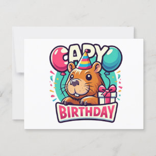 Capybara Birthday Bash - Quirky Party Animal Postkarte