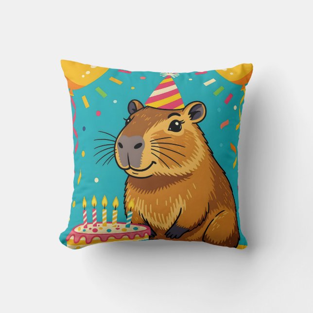 Capybara Birthday Kissen (Vorderseite)