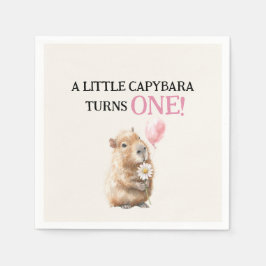 Capybara Birthday Napkin • First Birthday Serviette