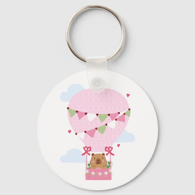 Capybara Birthday Party Kids Watch Schlüsselanhänger (Vorderseite)