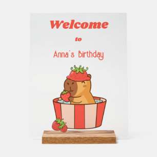 Capybara Birthday Sign Party süße Tier Acrylschild