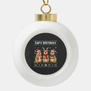 Capybara Birthday Ugly Christmas Sweater Capybara Keramik Kugel-Ornament