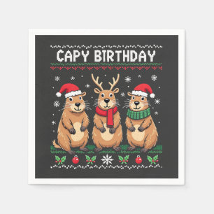 Capybara Birthday Ugly Christmas Sweater Capybara Serviette