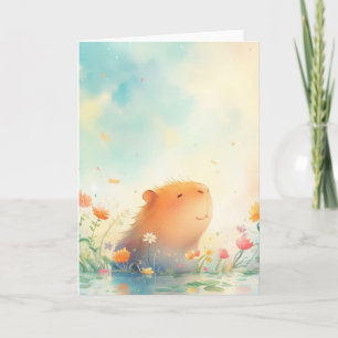 Capybara Blumen Teich Retreat Karte