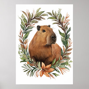 Capybara Blumenstrauß drucken Poster