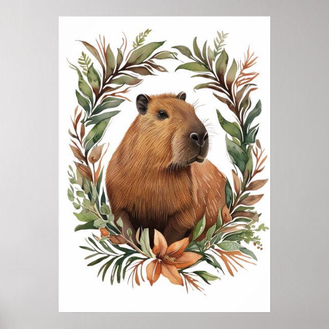 Capybara Blumenstrauß drucken Poster (Vorne)