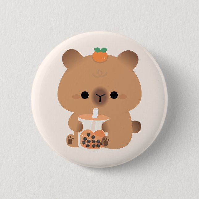 Capybara Boba Button (Vorderseite)