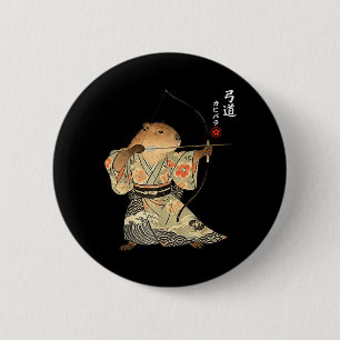 Capybara-Bogenschießen-Samurai-Kyudo-Japanische-Ti Button