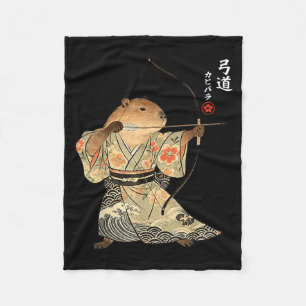 Capybara-Bogenschießen-Samurai-Kyudo-Japanische-Ti Fleecedecke