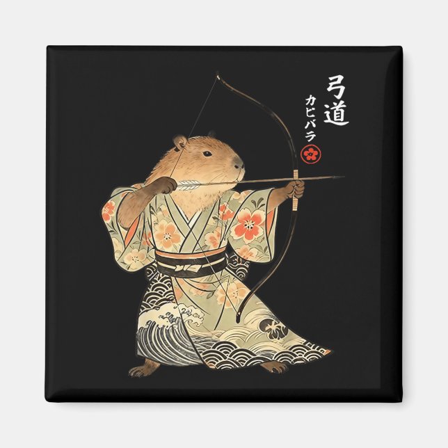 Capybara-Bogenschießen-Samurai-Kyudo-Japanische-Ti Magnet (Vorne)