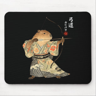 Capybara-Bogenschießen-Samurai-Kyudo-japanische-Ti Mousepad