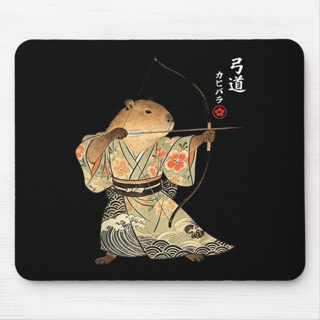 Capybara-Bogenschießen-Samurai-Kyudo-japanische-Ti Mousepad (Vorne)