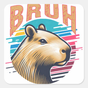 Capybara Bruh Funny Bruh Capybara Lovers Men Kids Quadratischer Aufkleber