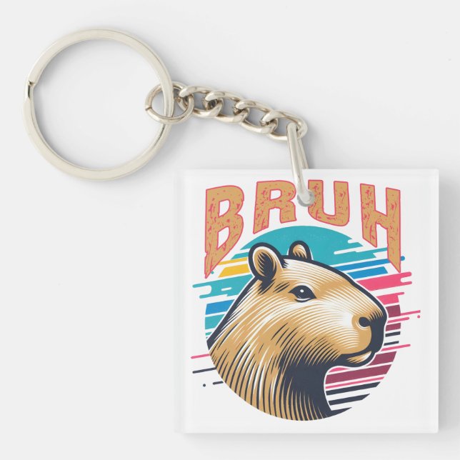 Capybara Bruh Funny Bruh Capybara Lovers Men Kids Schlüsselanhänger (Vorderseite)