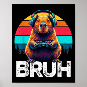 Capybara Bruh Lustiger Gamer Retro Capybara Gaming Poster