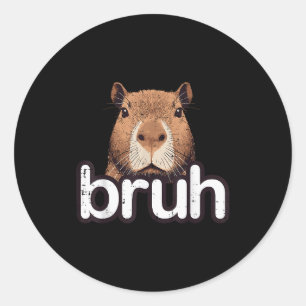Capybara Bruh Lustiges Capy Meme Nagetier Männer J Runder Aufkleber