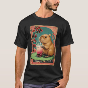 Capybara-Bubble-Tea-Grafik Kawaii Japanisch Vintag T-Shirt