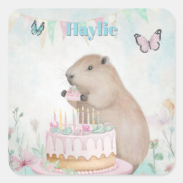 Capybara Cakefest Kids Party Aufkleber Blau Custom