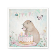 Capybara Cakefest Kids Party Paper Napkins