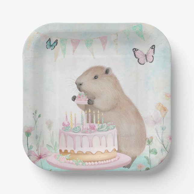 Capybara Cakefest Kids Party Paper Tellers Pappteller (Vorderseite)