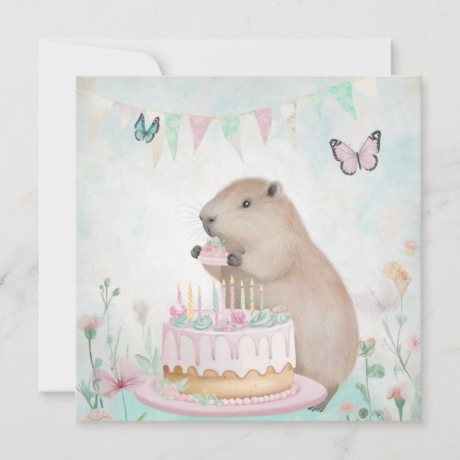 Capybara Cakefest Kinder Grußkarte (Vorderseite)