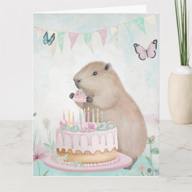 Capybara Cakefest Kindergeburtstag Grußkarte Karte (Vorderseite)