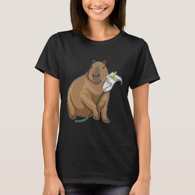 Capybara Calendula Blume T-Shirt (Vorderseite)