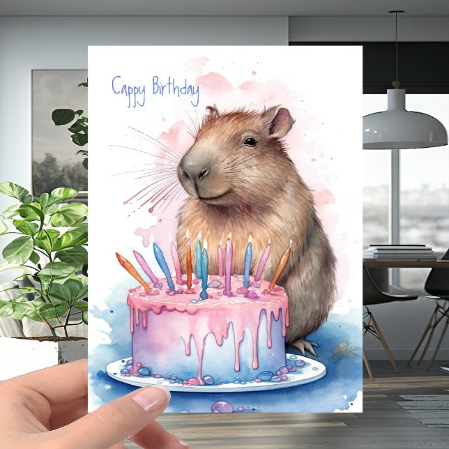 Capybara + Candles Cake - "Cappy" Alles Gute zum G Karte (Von Creator hochgeladen)