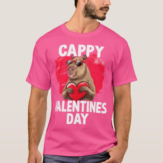 Capybara Cappy Valentinstag T-Shirt (Vorderseite)