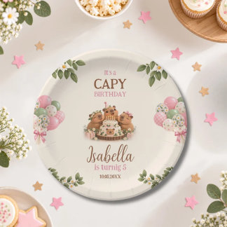 Capybara Capy Party Süße Rosa Kawaii Mädchen Gebur Pappteller