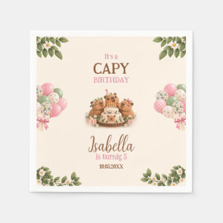 Capybara Capy Party Süße Rosa Kawaii Mädchen Gebur Serviette