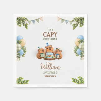 Capybara Capy Party Süßer Blauer Kawaii-Junge Gebu Serviette
