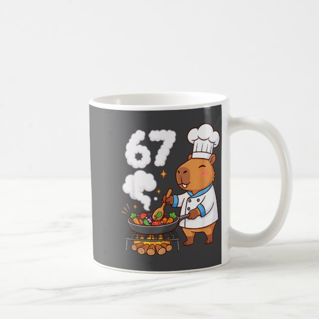 Capybara Chef 67 Six Seven Funny Brain Rot Meme Gr Kaffeetasse (Rechts)