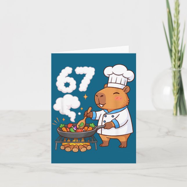 Capybara Chef 67 Six Seven Funny Brain Rot Meme Gr Karte (Vorderseite)