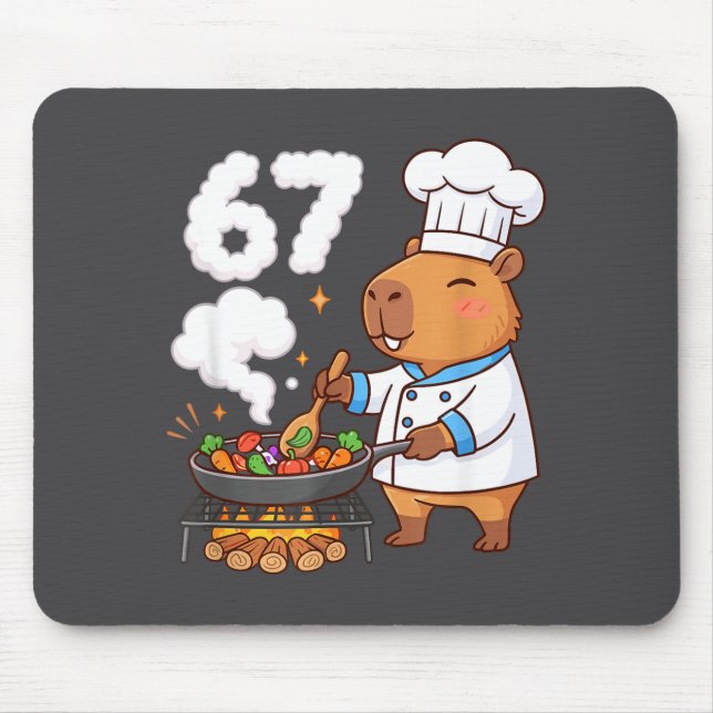 Capybara Chef 67 Six Seven Funny Brain Rot Meme Gr Mousepad (Vorne)