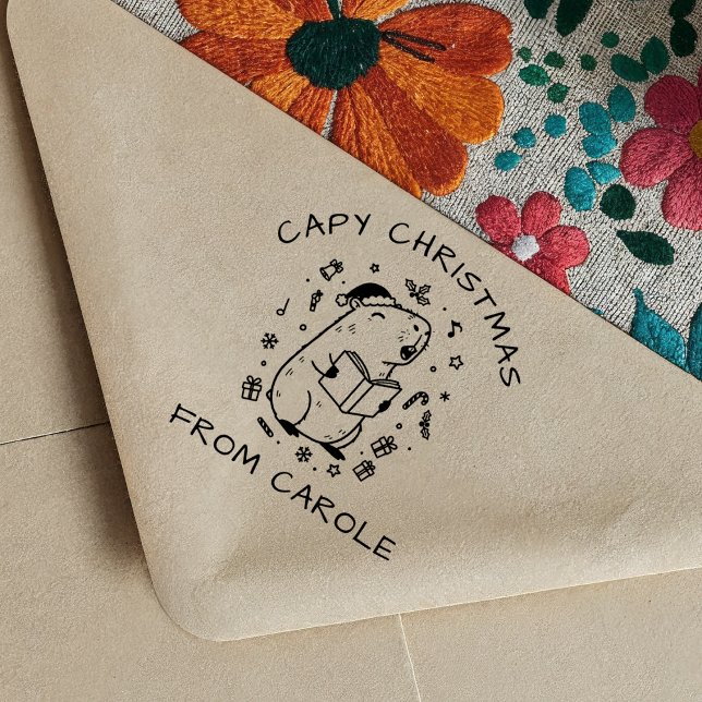 Capybara Christmas Carol Rubber Briefmarke Funny G Permastempel (Von Creator hochgeladen)