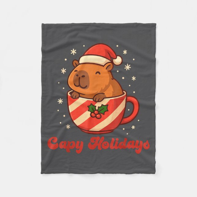 Capybara Christmas Shirt, Funny Capy Holidays  Fleecedecke (Vorderseite)