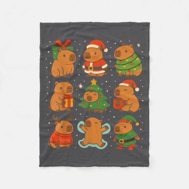 Capybara Christmas Shirt, Funny Capy Holidays  Fleecedecke (Vorderseite)