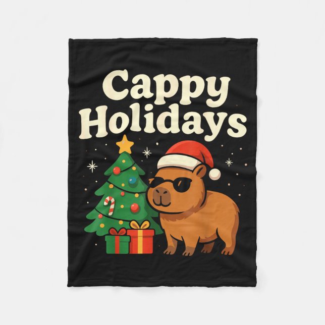 Capybara Christmas Shirt, Funny Capy Holidays  Fleecedecke (Vorderseite)