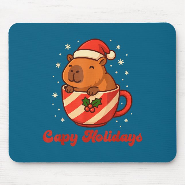 Capybara Christmas Shirt, Funny Capy Holidays  Mousepad (Vorne)